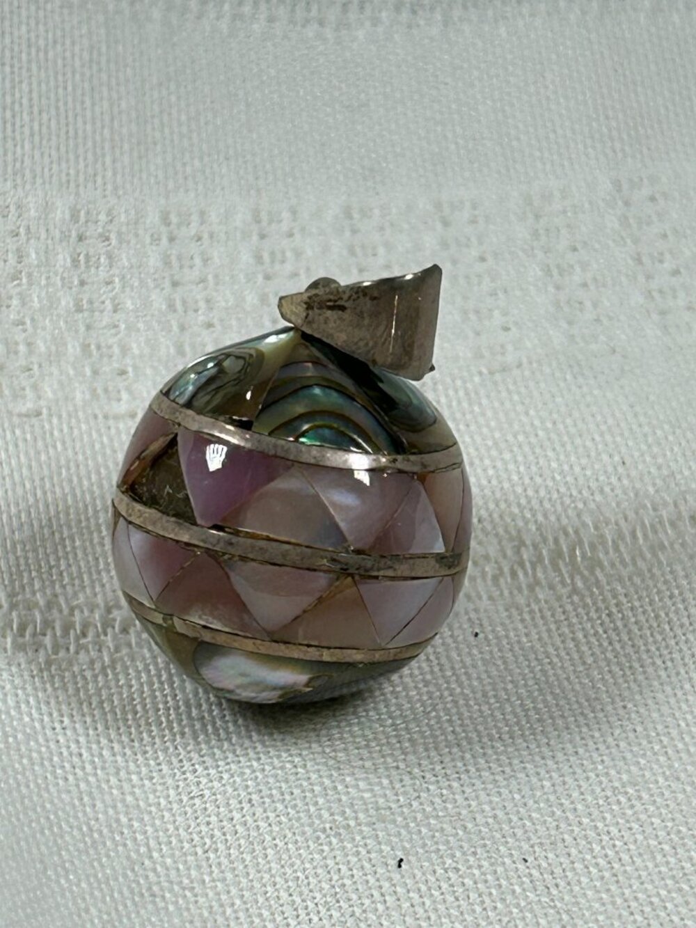 Vintage Silver 925 Harmony Ball Pink Mother of Pearl and Abalone Shell Pendant